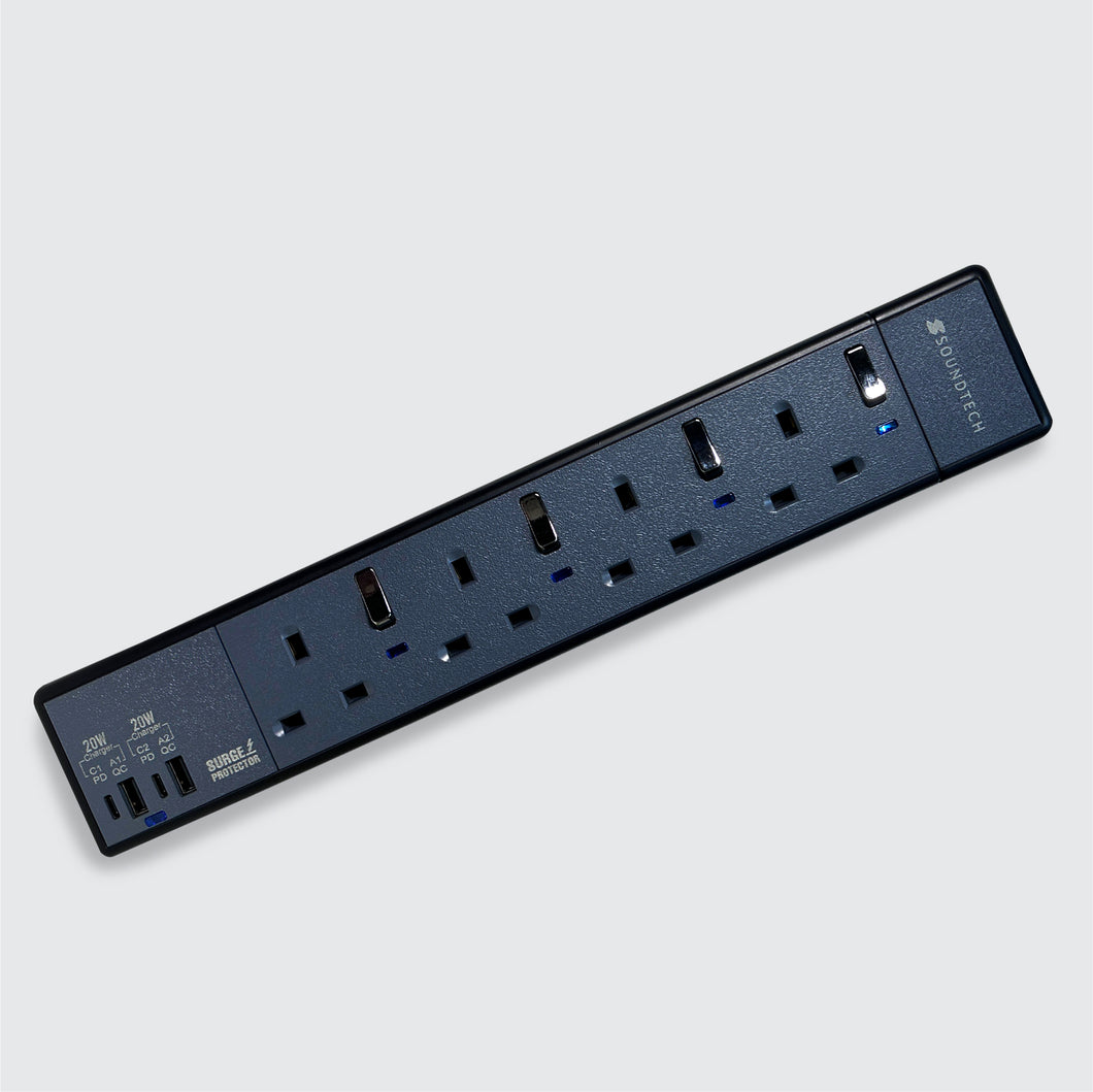 SOUNDTECH PS-422C Power Strip with 2sets of 20Watts USB A+C Quick Charger