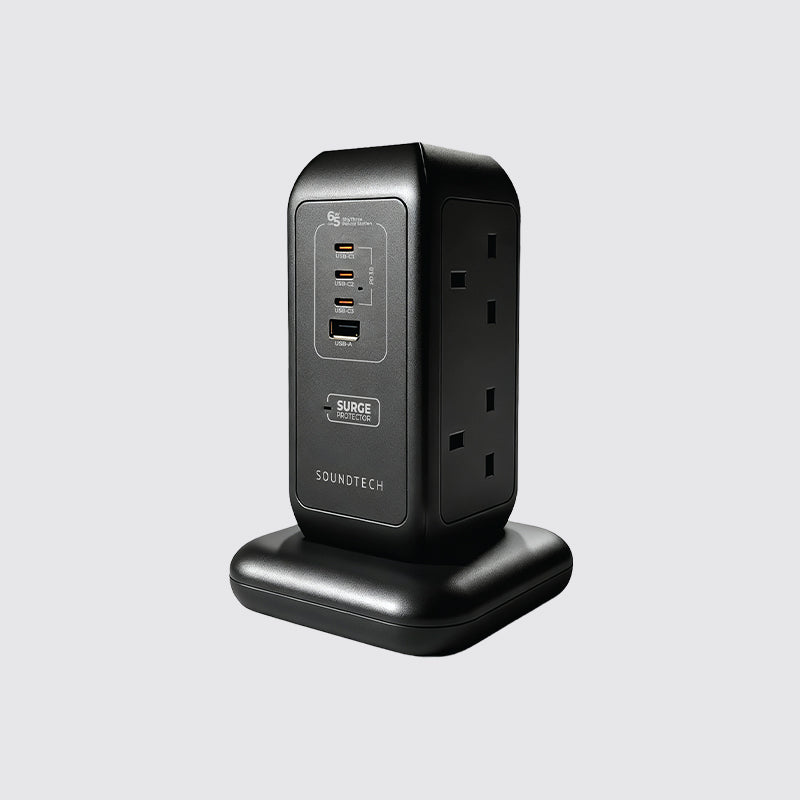 Pt Outlet 6 Power Outlets Tower Socket with GaN 65Watts USB A+C Quick Charger PT ...