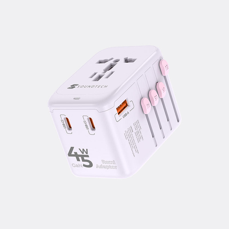 SOUNDTECH TA-845C World Travel Adaptor with GaN PD45Watts USB Quick Charger