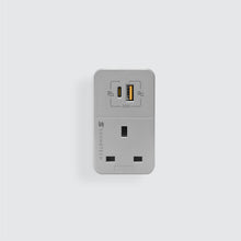 Load image into Gallery viewer, SOUNDTECH MAU-320 3Ways Adaptor with USB A+C Quick Charger, Light Grey
