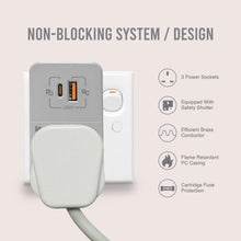 Load image into Gallery viewer, SOUNDTECH MAU-320 3Ways Adaptor with USB A+C Quick Charger, Light Grey
